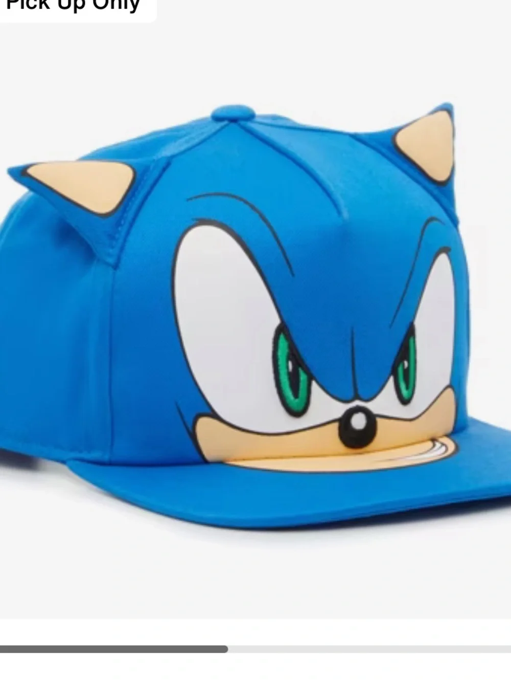 Sonic the Hedgehog 3D Big Face Ball Cap Embroidered Hat SnapBack 3D Ears NWOT